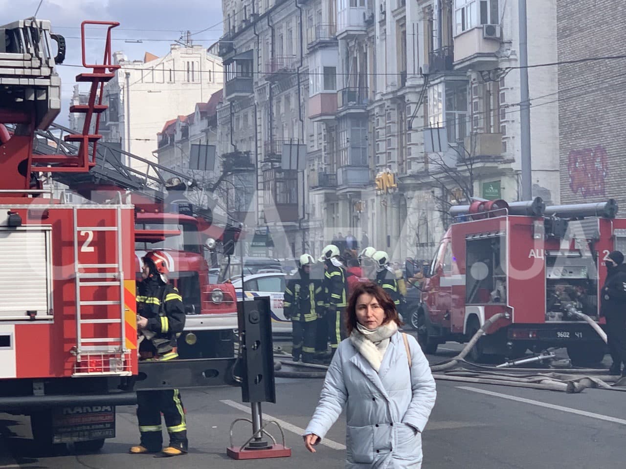 пожар на улице Саксаганского в Киеве